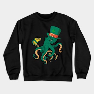 Funny octopus drinking beer Crewneck Sweatshirt